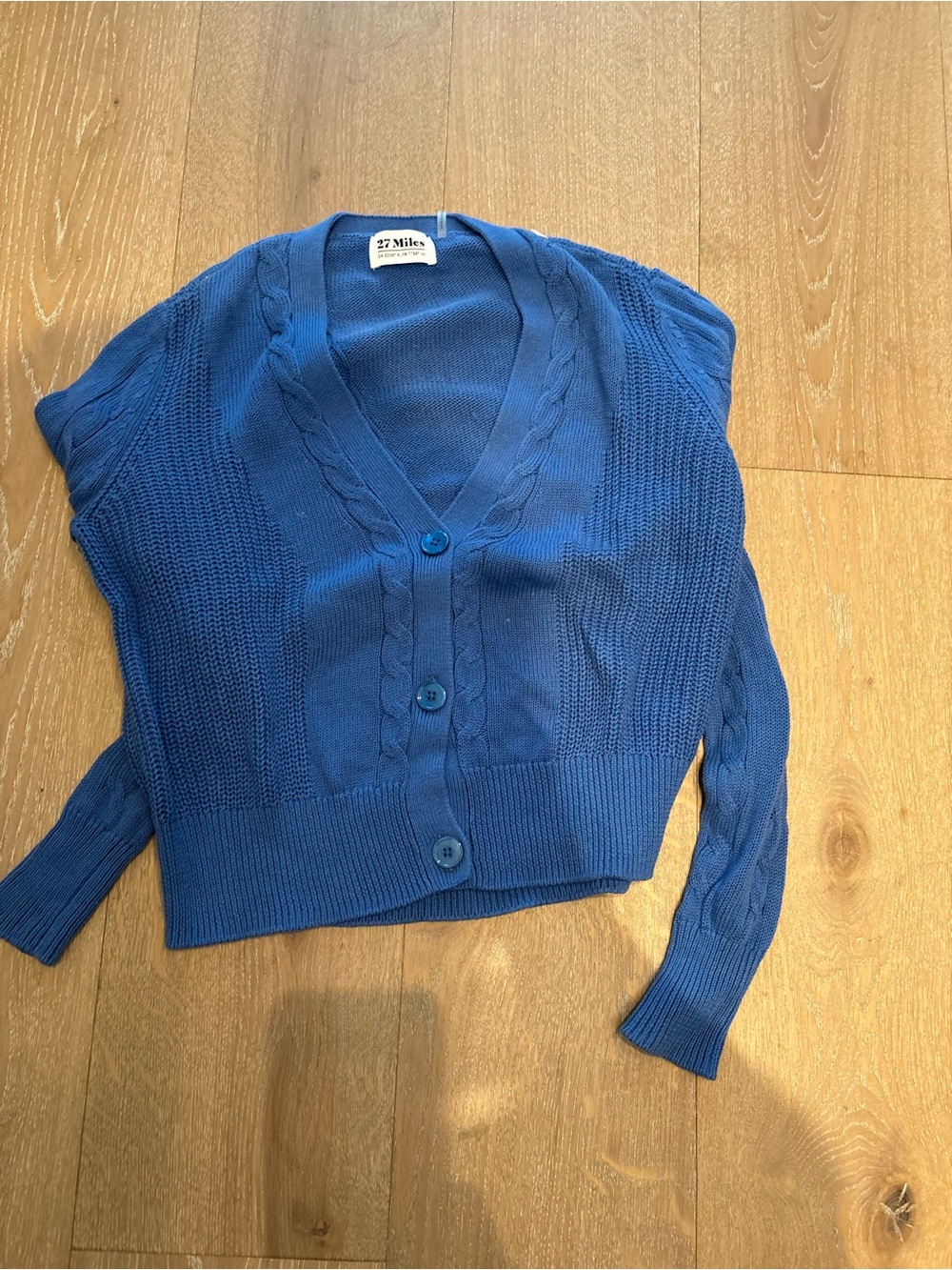 Navy Blue V-Neck Button Sweater